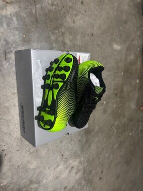Youth Neon Green and Black Soccer Sneakers - Lightweight Turf Cleats